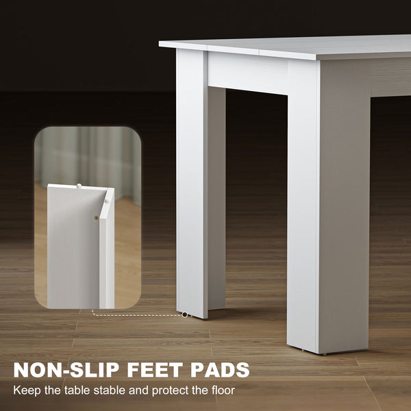 Kitchen table for 4 to 6 people, wood-effect dining table, white