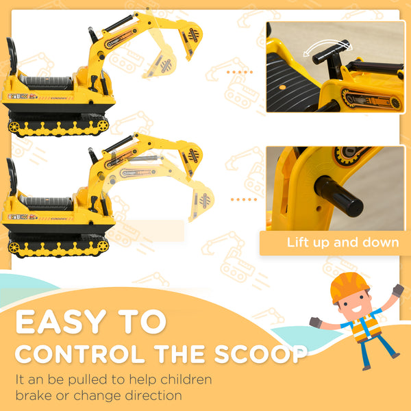 Self-propelled excavator with backhoe and under-seat storage