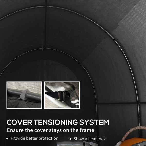 Abri de moto 5 x 8 robuste et portable en acier galvanisé, noir