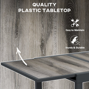 Extendable Dining Table, Rectangular Patio Outdoor Table with Aluminum Frame and Plastic Board Tabletop for Lawn, Grey