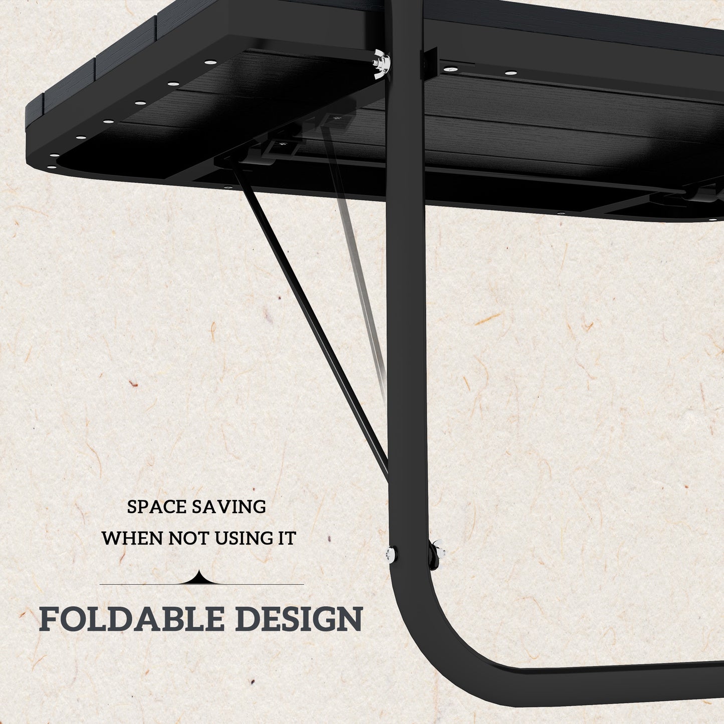 Table suspendue d'extérieur, table de balcon réglable, noir