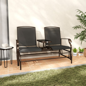 Fauteuil à bascule d'extérieur pour 2 personnes, banc de jardin, noir