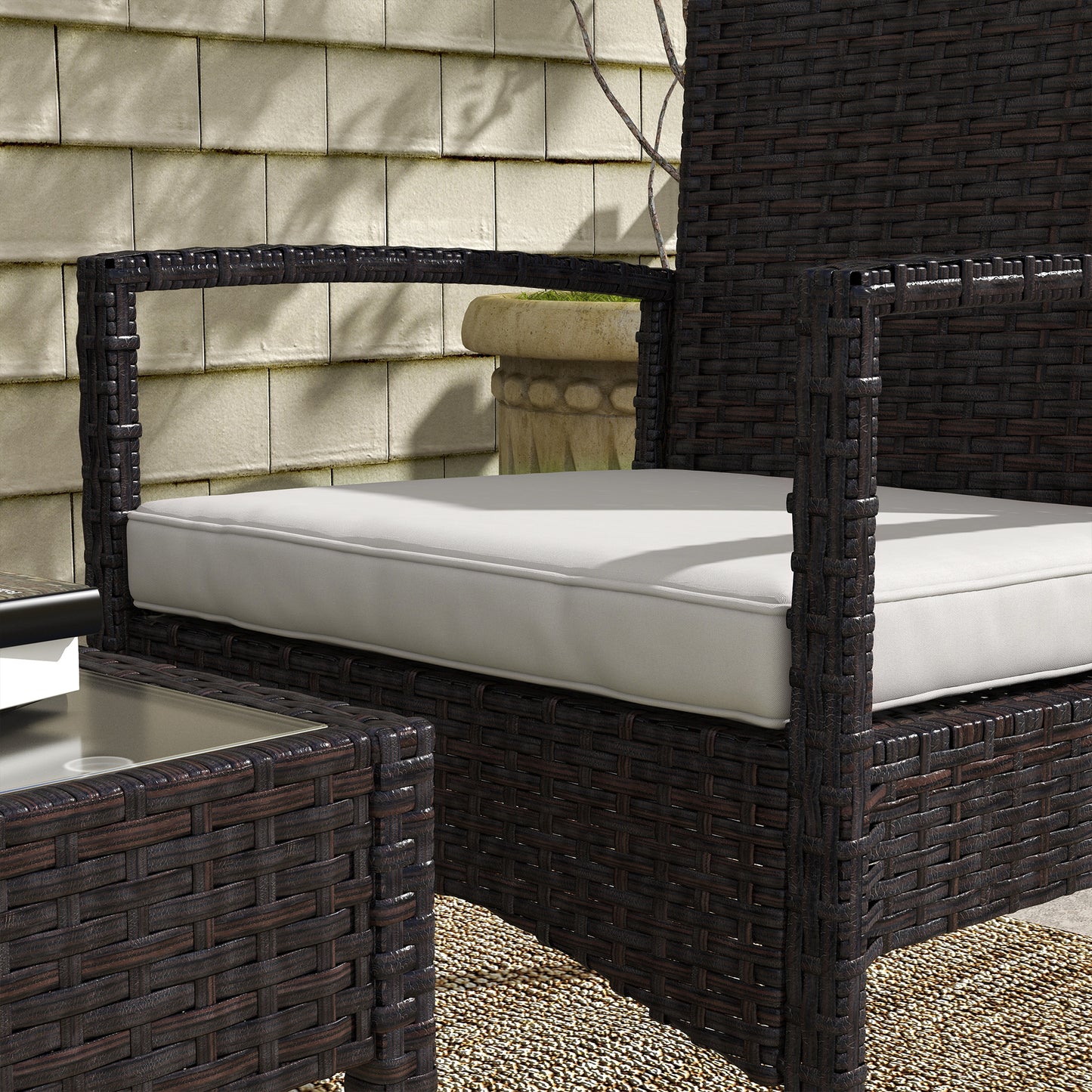 Ensemble de meubles de jardin 4 pièces avec canapé causeuse, blanc