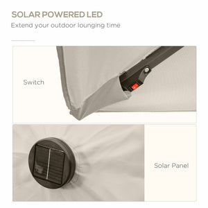 Parasol de 9,5 pieds avec 22 lumières solaires LED et inclinaison, beige