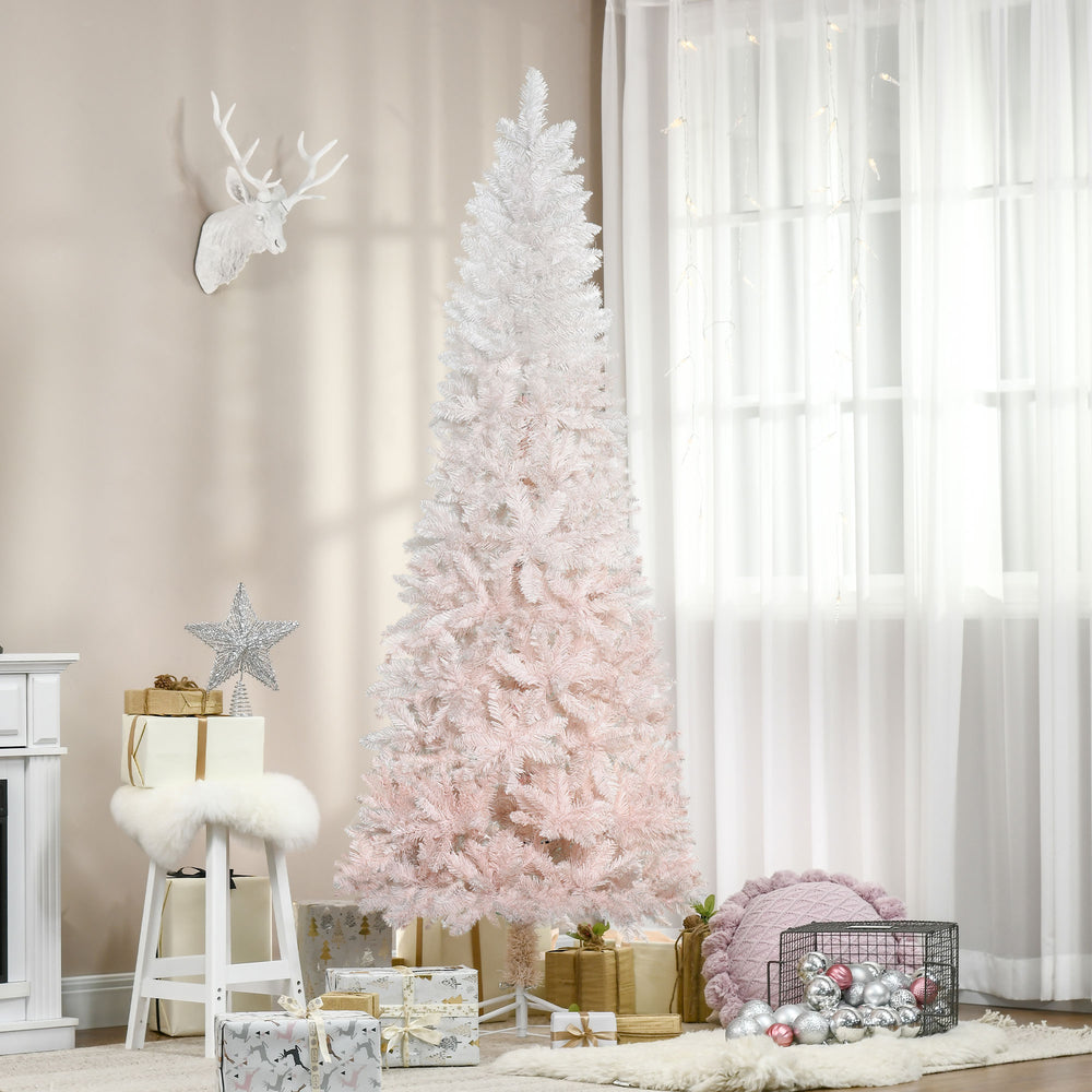 Sapin de Noël artificiel de 6 pieds avec ouverture automatique, rose et blanc