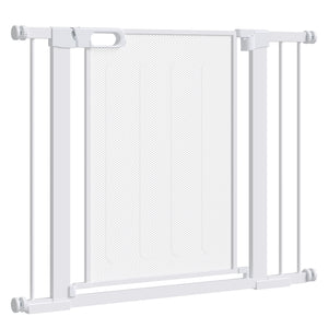29.5"-40.6" Metal Pet Gate, Dog Gate with Auto Closing Door, Double Locking, for Doorways, Stairs, Hallways, White