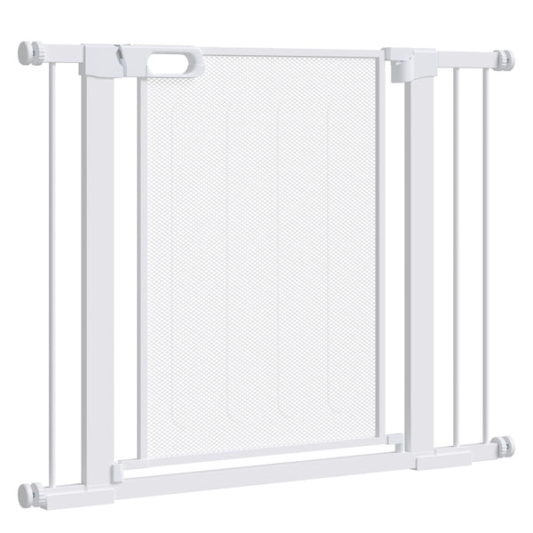 29.5"-40.6" Metal Pet Gate, Dog Gate with Auto Closing Door, Double Locking, for Doorways, Stairs, Hallways, White