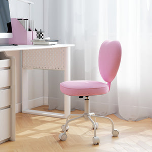 Chaise de bureau avec dossier en forme de cœur, rose