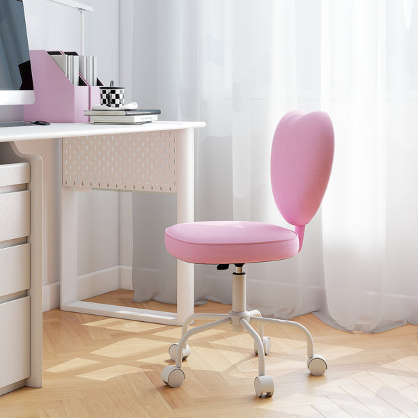 Chaise de bureau avec dossier en forme de cœur, rose