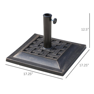 Support de parasol de patio en résine 20 lb avec base revêtue et poteau carré, Bronze
