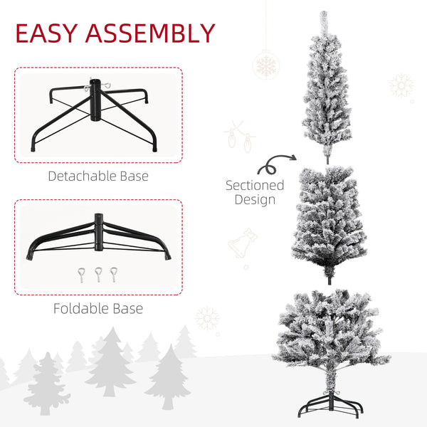Sapin de Noël givré de 6 pieds en forme de crayon