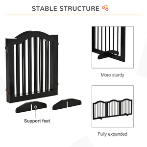 Barrière pour chien pliable à 3 panneaux avec pieds de support, noire