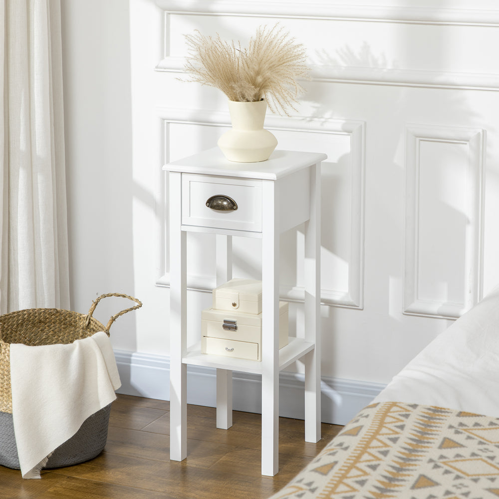 Lot de 2 tables d'appoints à 2 niveaux, blanche