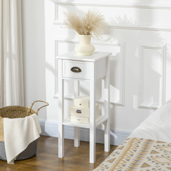 Lot de 2 tables d'appoints à 2 niveaux, blanche