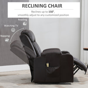 Fauteuil releveur électrique en cuir synthétique avec repose-pieds, marron