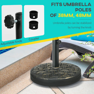 Pied de parasol en béton avec effet rotin, bronze