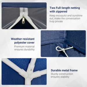 Tente de réception 10 x 10 avec moustiquaire, bleu