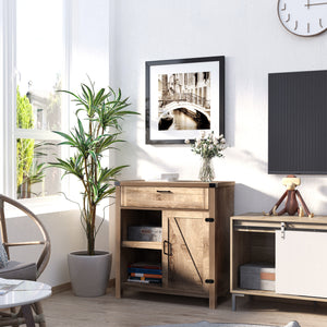 Rustic-style storage sideboard with barn doors, light oak finish