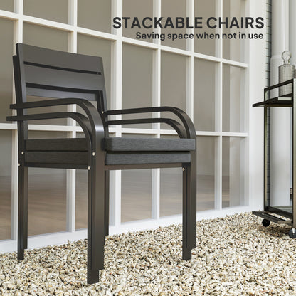Chaises de salle à manger d'extérieur 2 pièces, structure en aluminium, coussin moelleux, gris