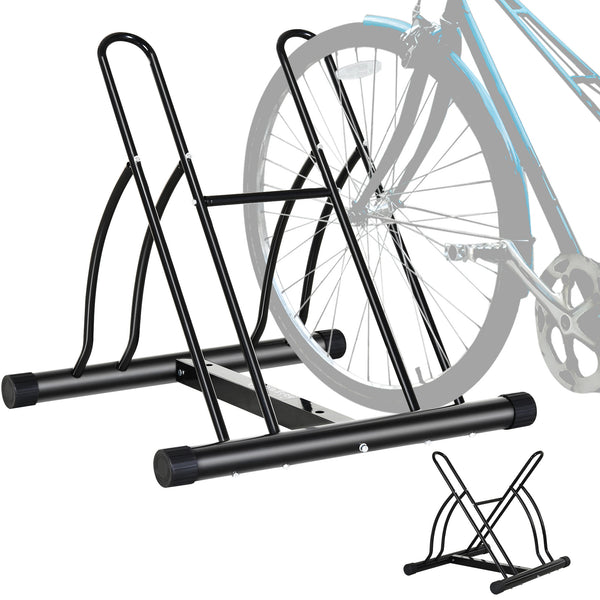 Soozier 2 Bike Rack Bicycle Floor Stand Bike Parking Garage Parking Organizer Indoor Bike Storage Holder, Indoor and Outdoor Storage