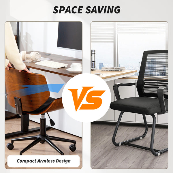 Chaise de bureau moderne sans accoudoirs et à roulettes avec revêtement en similicuir, bois courbé