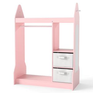 Armoire Commode pour Enfants avec Porte-Vêtements - Rose