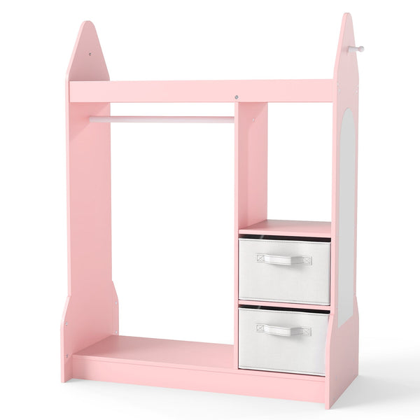 Armoire Commode pour Enfants avec Porte-Vêtements - Rose