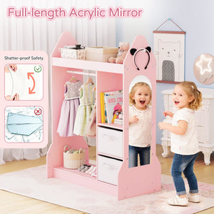 Armoire Commode pour Enfants avec Porte-Vêtements - Rose
