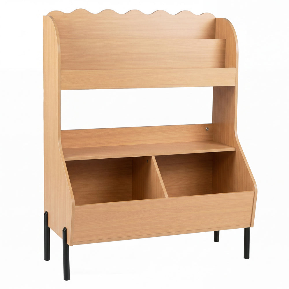 Montessori Wooden Kids Toy Organizer with 2 Storage Bins