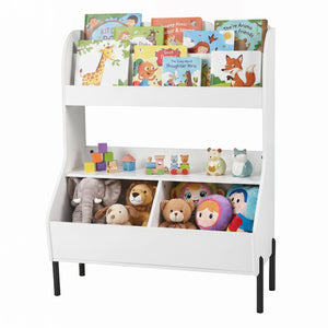 Organisateur de rangement pour jouets d'enfants en bois Montessori avec 2 bacs de rangement
