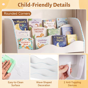 Wooden children's toy storage organizer with 2 rolling drawers for kids' bedroom - White
