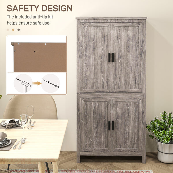 Meuble de rangement avec 4 portes et 3 étagères réglables, gris anthracite