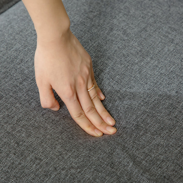 Canapé 3 places, tissu en lin moderne et pieds en hévéa, gris