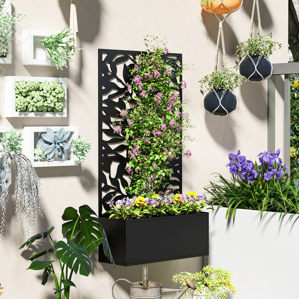 Raised planter with trellis, black 