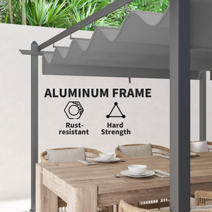 Pergola rétractable 19,6 pi x 11,7 en aluminium pour barbecue, patio, jardin, terrasse