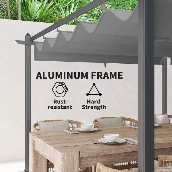 Pergola rétractable 19,6 pi x 11,7 en aluminium pour barbecue, patio, jardin, terrasse