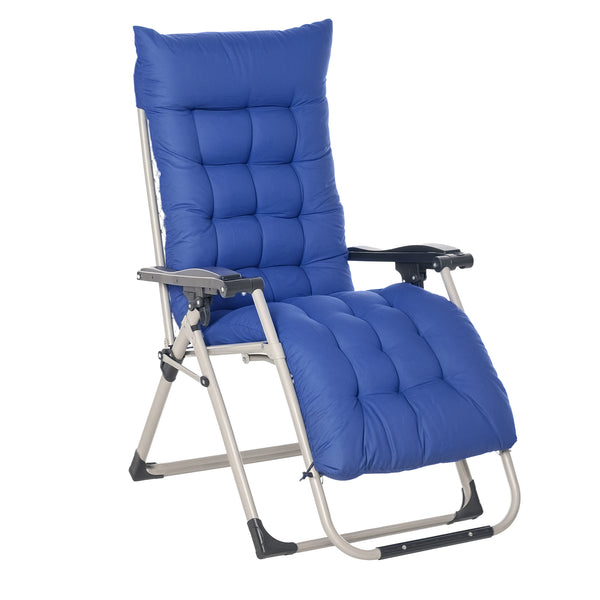 Zero gravity reclining chair with adjustable backrest, dark blue