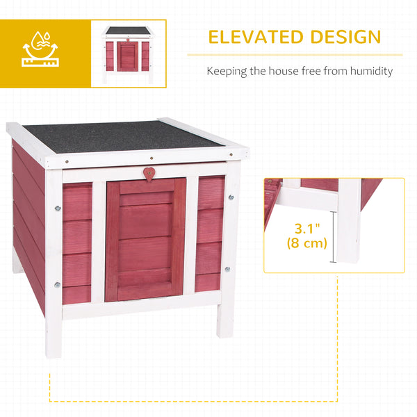 Clapier en bois avec toit en asphalte imperméable et ouvrable, rouge