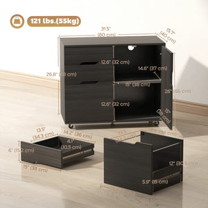 Filing Cabinet with File Drawer File Cabinet with Adjustable Shelf and 3 Drawers Black