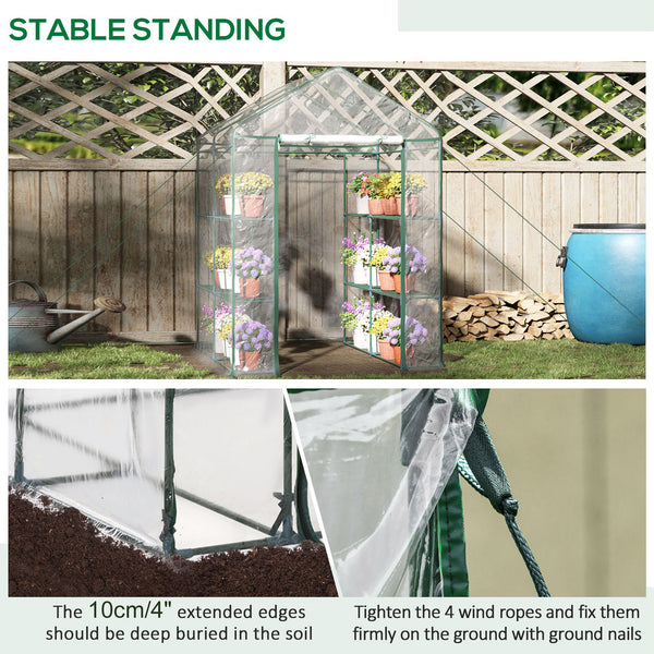 Portable garden greenhouse with 8 shelves