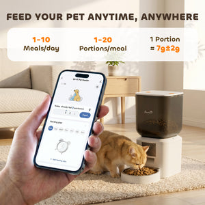 Automatic Cat Feeder, 2.4G WiFi, Smart APP Control, 8L Pet Feeder Dispenser, 1-10 Meals with 10s Meal Call Back