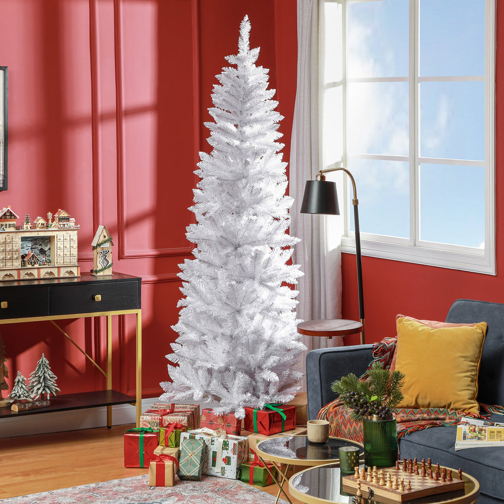 Sapin de Noël artificiel de 7 pieds de haut blanc