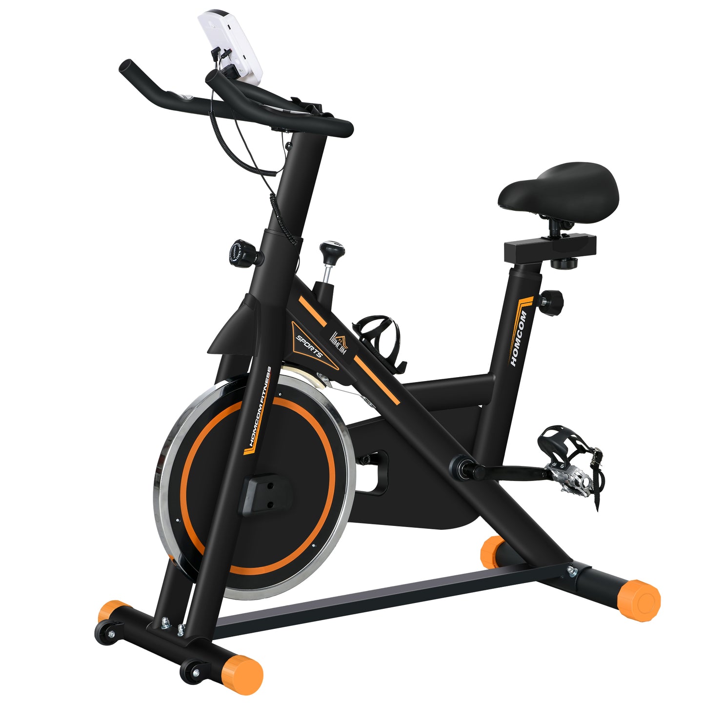 Soozier Upright Exercise Bike, Cardio Workout Bike with Adjustable Resistance LCD Display, Orange