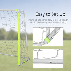 Soozier 6ft x 4ft Soccer Goal Net with Metal Frame, PE Mesh, Ground Stakes, Easy Assembly, Yellow