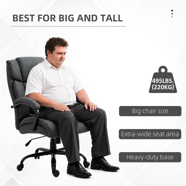 Chaise de bureau grande capacité avec assise large, ressorts ensachés et fonction bascule – Gris charbon