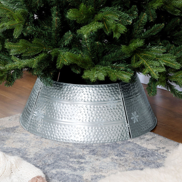 Cache-pied pour sapin de Noël de 66 cm avec motif flocon de neige