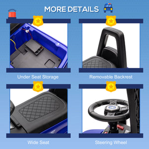 Kids Police Car with Hidden Underseat Storage, Megaphone, Blue