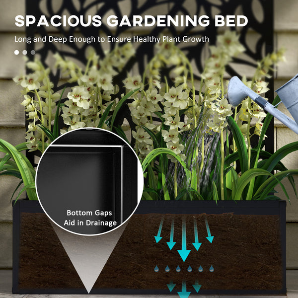 Paravent d'extérieur en métal avec jardinière surélevée