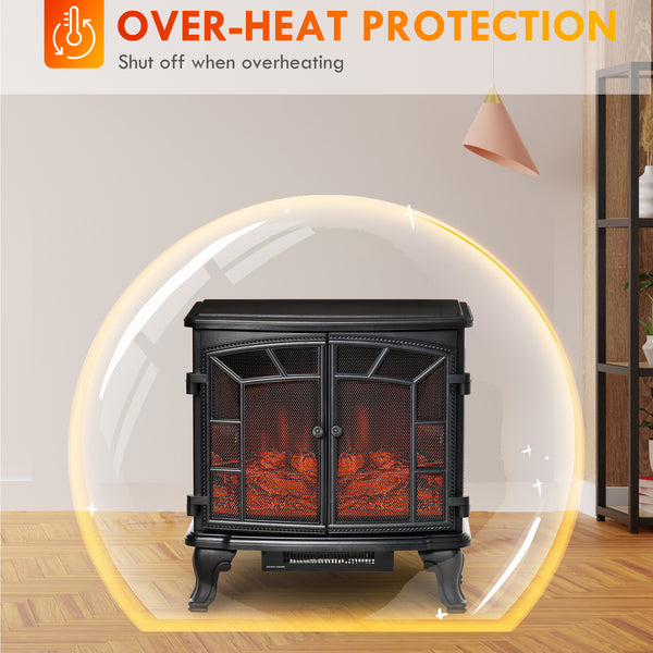 Cheminée électrique avec effet de flamme réaliste de 750 W/1 500 W, noir