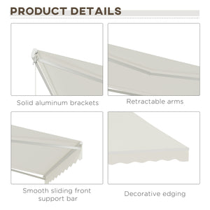 12'x10' Electric Retractable Awning, UV Protection Sun Shade Shelter w/ Remote Controller for Deck Balcony Yard, Cream